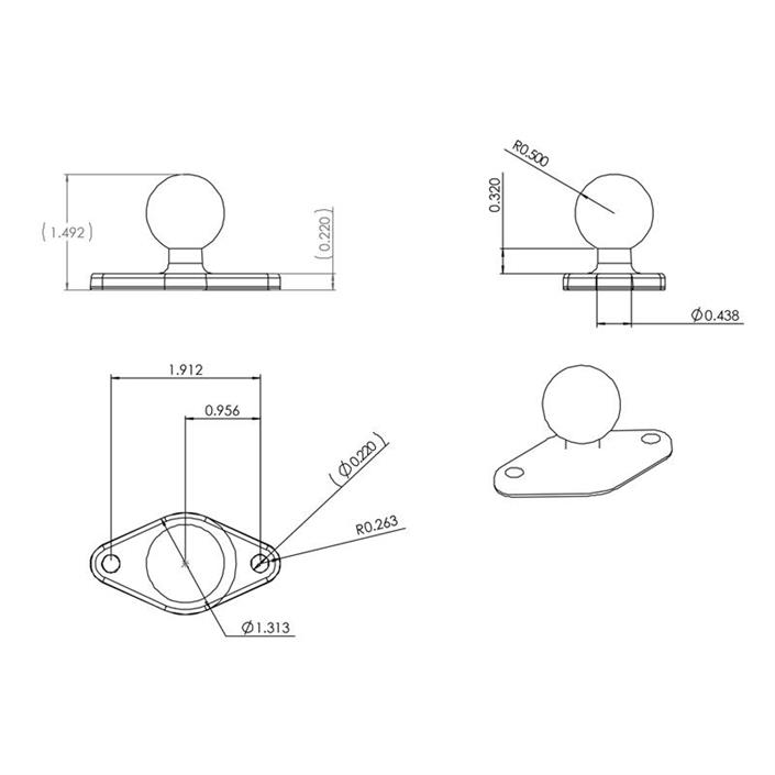 Ram Mounts Diamantformad B-kulbas - 2