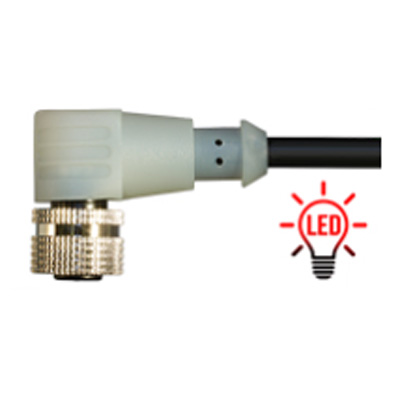 Sensor cable - M12 3-pin female connector - 5 m PUR cable - LED for PNP sensor