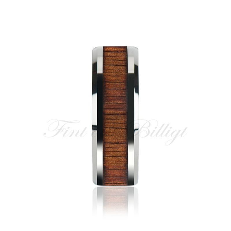 Ring - Shiny Koa - Luxurious Tungsten Ring Koa Wood Inlay High Gloss - 4