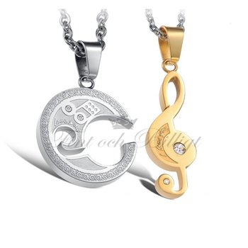 You are the perfect golden note in my life - Par Halsband med Cubic Zirconia (Set)