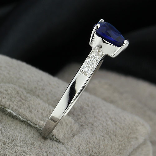 Silver Ring Ocean Heart - 925s 7mm Heart Cut Cubic Zirconia - 4