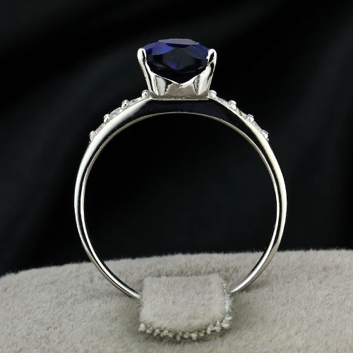 Silver Ring Ocean Heart - 925s 7mm Heart Cut Cubic Zirconia - 5