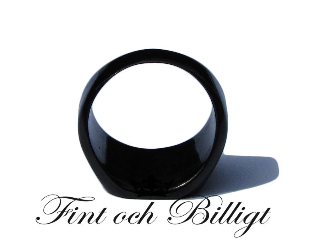 Big Black - Fräck Klackring i Glänsande Högblank Svart 316L Rostfritt Stål - 3