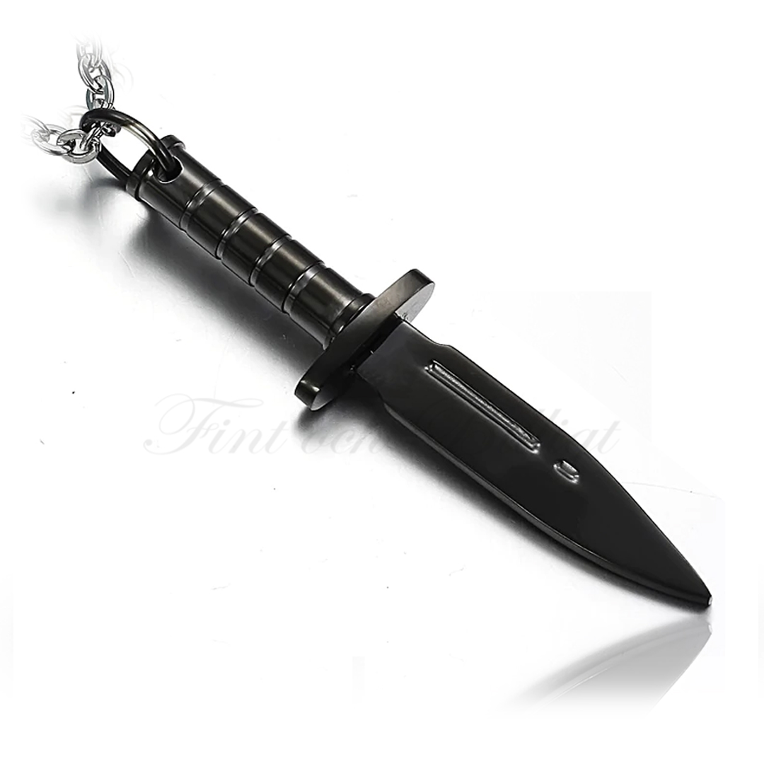 Halskæde - Rustfrit stål Vedhæng Unisex - Kniv Sort - 4