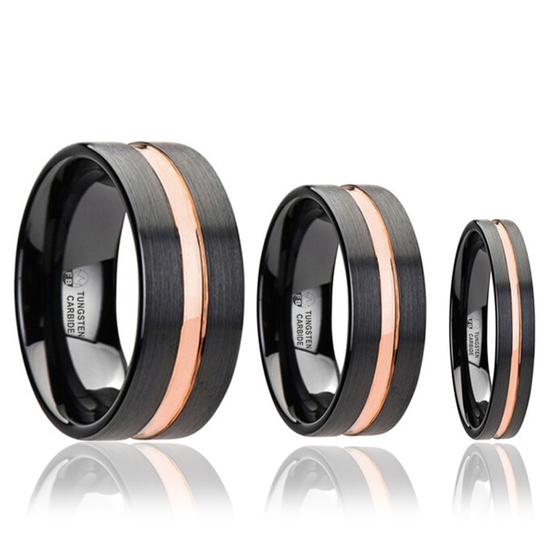 Ring - Goldpath Black Edition - Tungsten ring 18k Rose gold inlay - 2