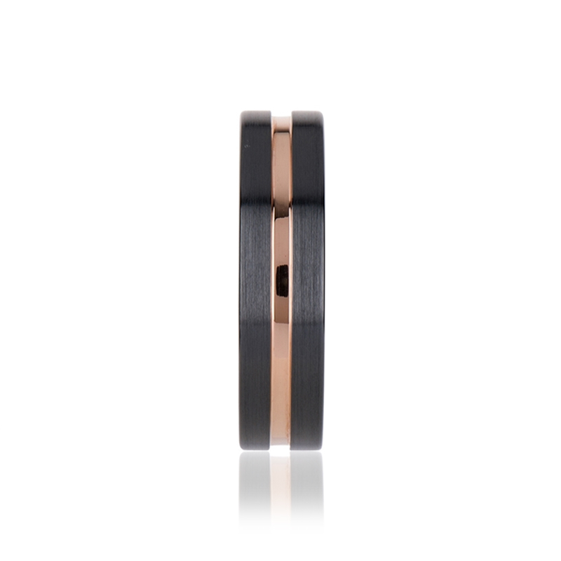 Ring - Goldpath Black Edition - Tungsten ring 18k Rose gold inlay - 4