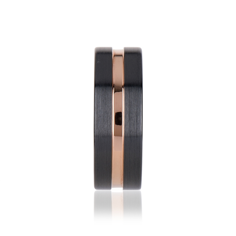 Ring - Goldpath Black Edition - Tungsten ring 18k Rose gold inlay - 3