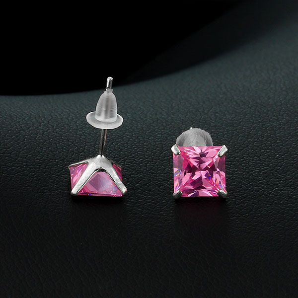 6MM Rosa Silver Örhängen med CZ - 4