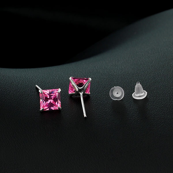 6MM Rosa Silver Örhängen med CZ - 3