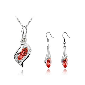 Angel Elf S - Swarovski Elements Halsband och Örhängen (set) Röd