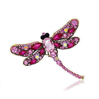 Queen Dragonfly Pink - Broche Dragonfly med krystaller