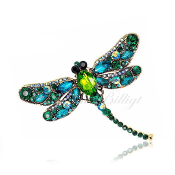 Brooch - Dragonfly with Crystals - Queen Dragonfly Turquoise