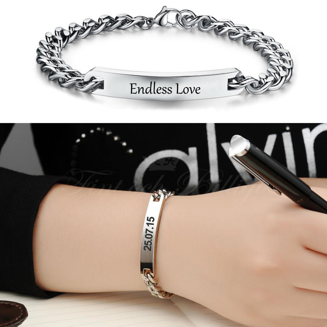 Armbånd Cuban Tag - ID armbånd 316L rustfrit stål 4mm*170-220mm - 5