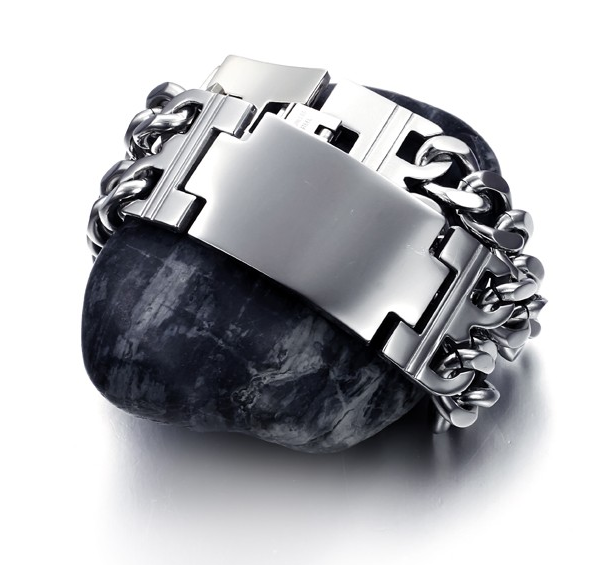 Pansar Tag Dobbelt - ID armbånd 316L rustfrit stål armbånd 84g 22,5mm*220mm - 2