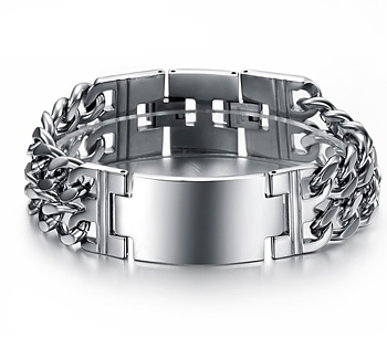 Pansar Tag Dobbelt - ID armbånd 316L rustfrit stål armbånd 84g 22,5mm*220mm
