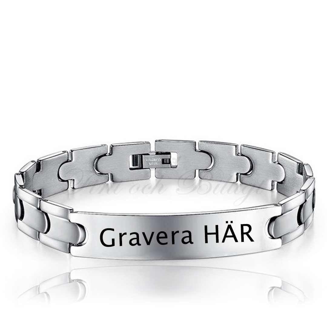 Glat Pansar Tag - ID-armbånd 316L rustfrit stålarmbånd 10MM*210MM - 2