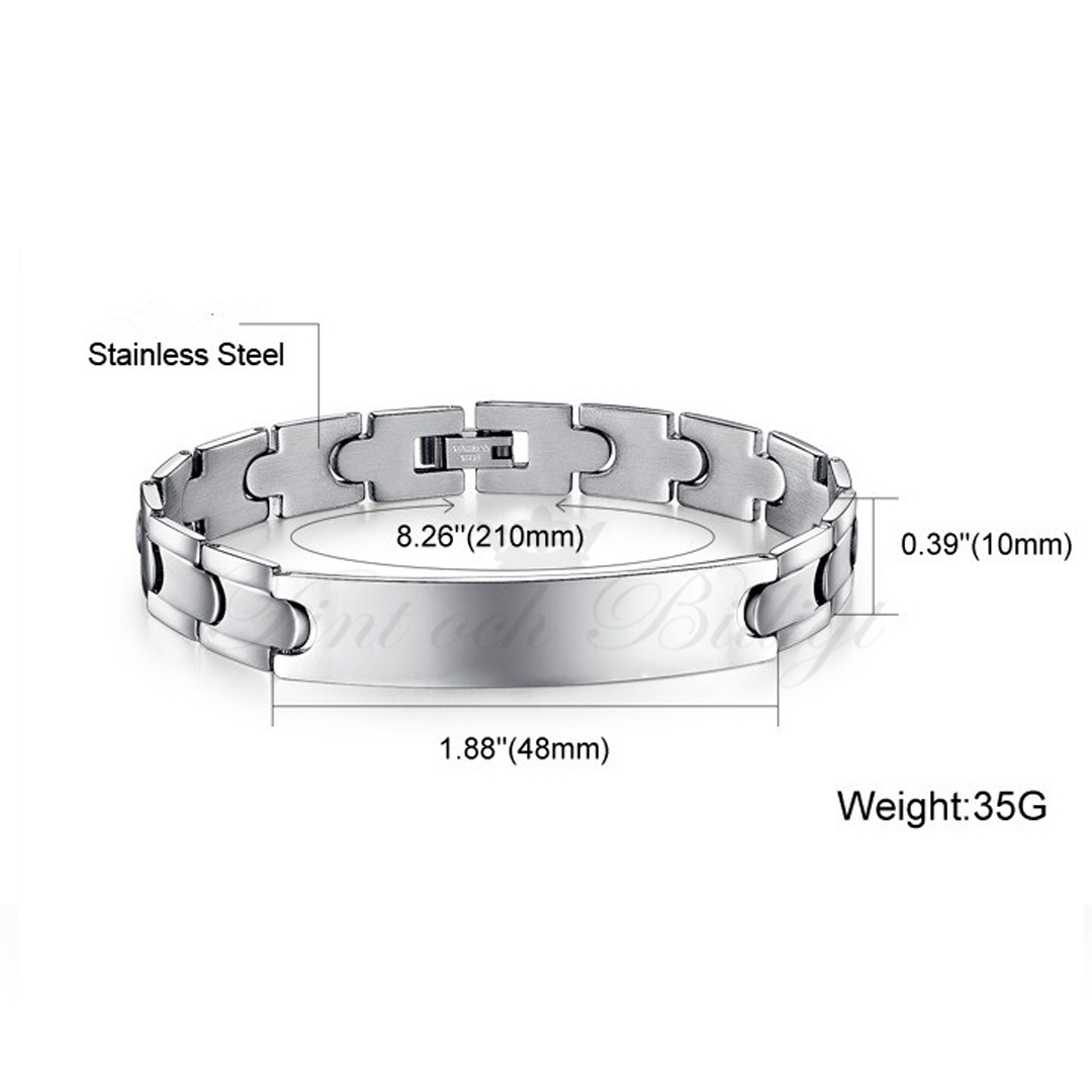 Glat Pansar Tag - ID-armbånd 316L rustfrit stålarmbånd 10MM*210MM - 5