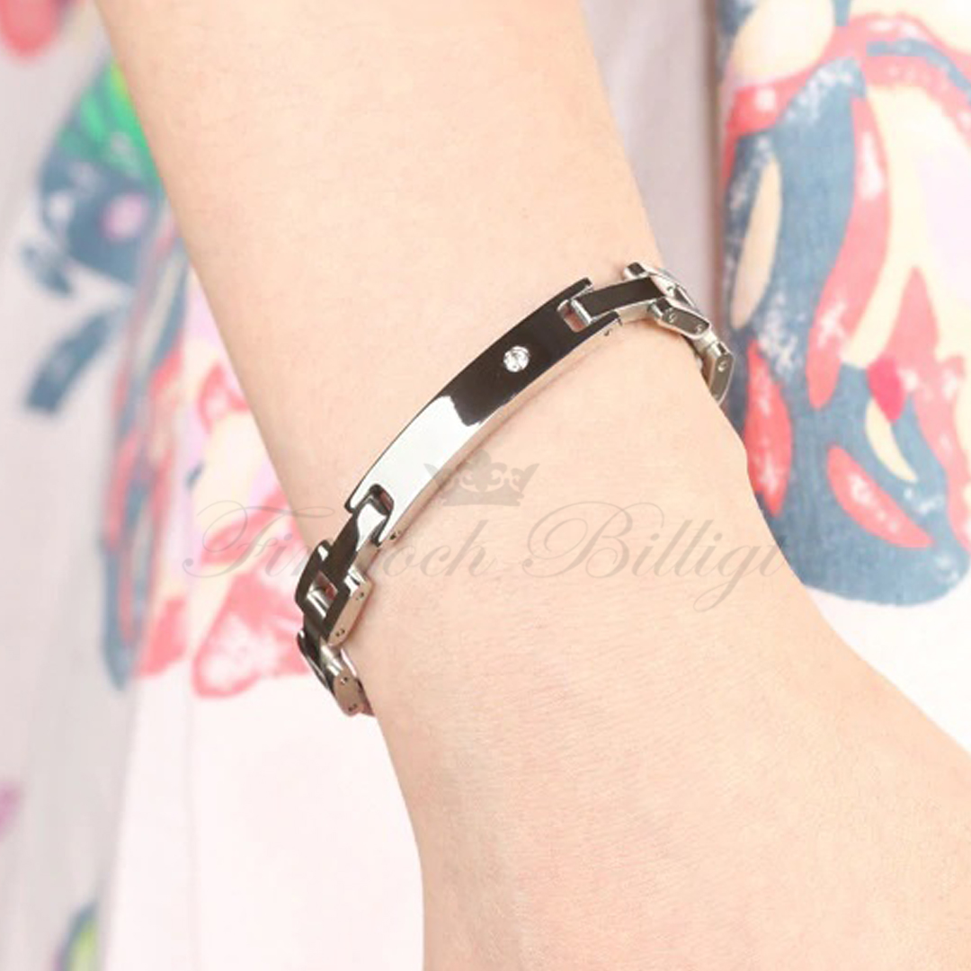 Sparkling Energy Small - 316L Rostfritt Stål Magnetarmband med Cubic Zirconia & Energi Stenar på Insidan 10mm*200mm - 7