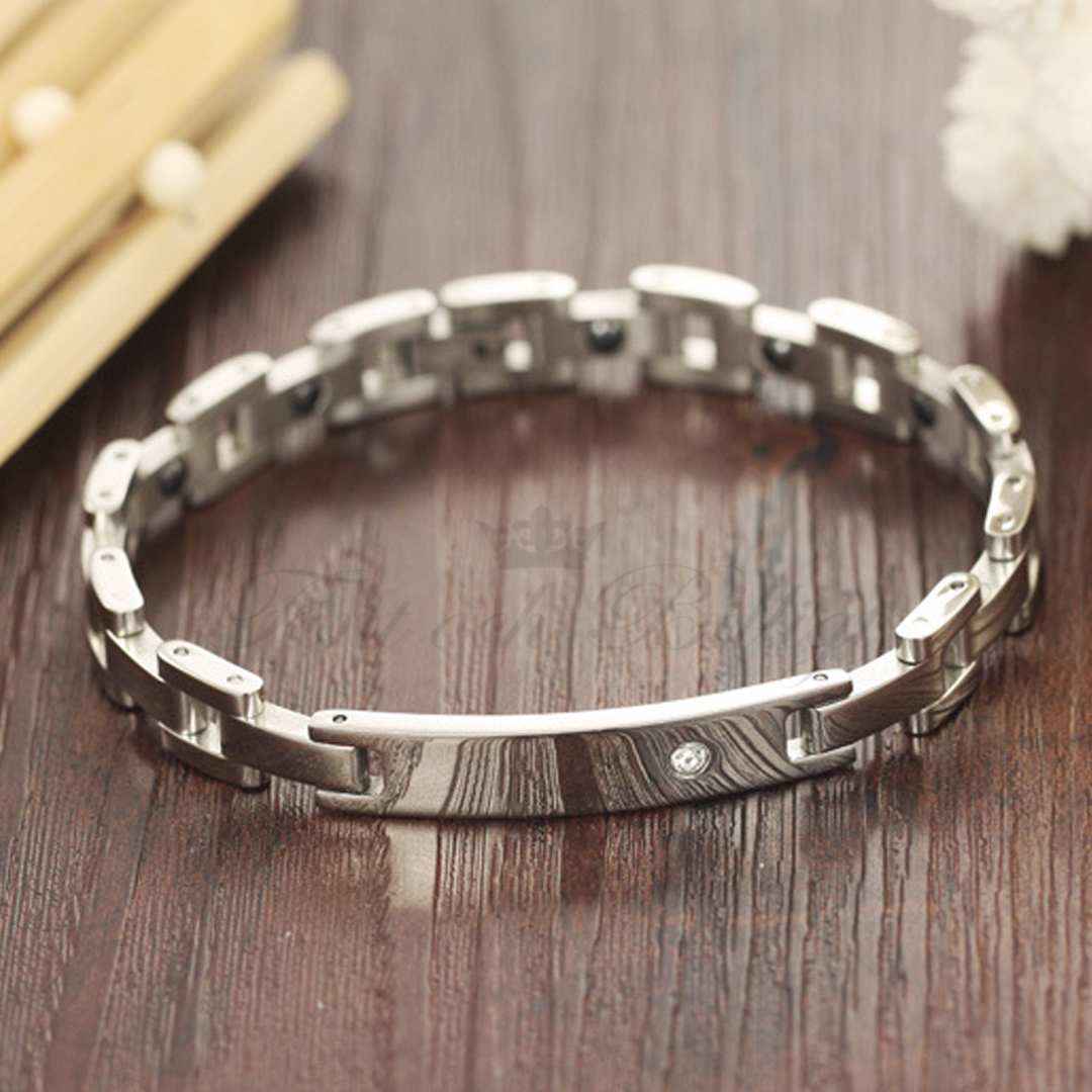 Sparkling Energy Small - 316L Rostfritt Stål Magnetarmband med Cubic Zirconia & Energi Stenar på Insidan 10mm*200mm - 6