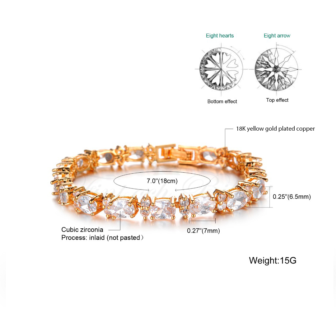 Tennis Bracelet Exquisite In Love - 18k Gold Plated AAA Zircon - 5