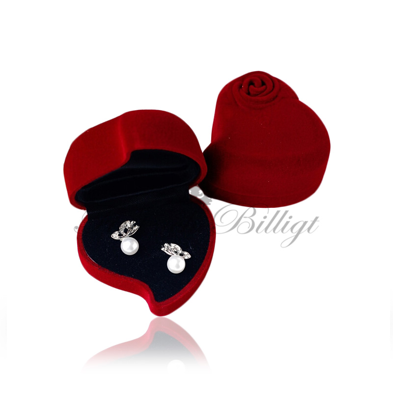 Rose Of My Heart - Luxurious Dark Red Jewelry Box Heart with Rose - 3
