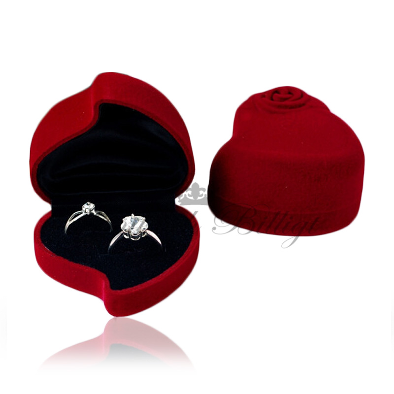 Rose Of My Heart - Luxurious Dark Red Jewelry Box Heart with Rose - 2