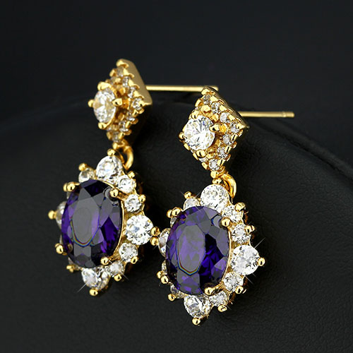 Purple Moon - 18k Guldpläterade Cubic Zirconia Örhängen - 2