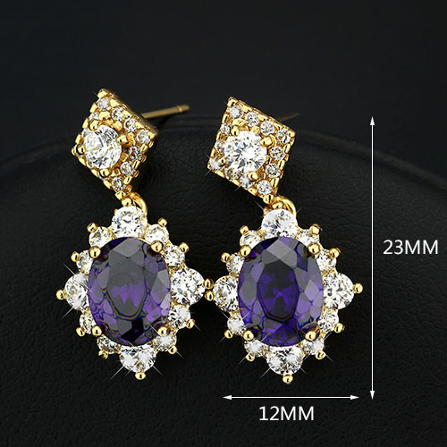 Purple Moon - 18k Guldpläterade Cubic Zirconia Örhängen - 4