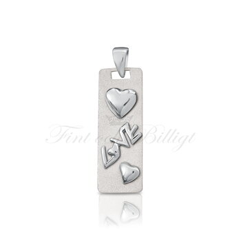 Silverhalsband - 925s Silverbricka Hjärtan & Text - Love Tag