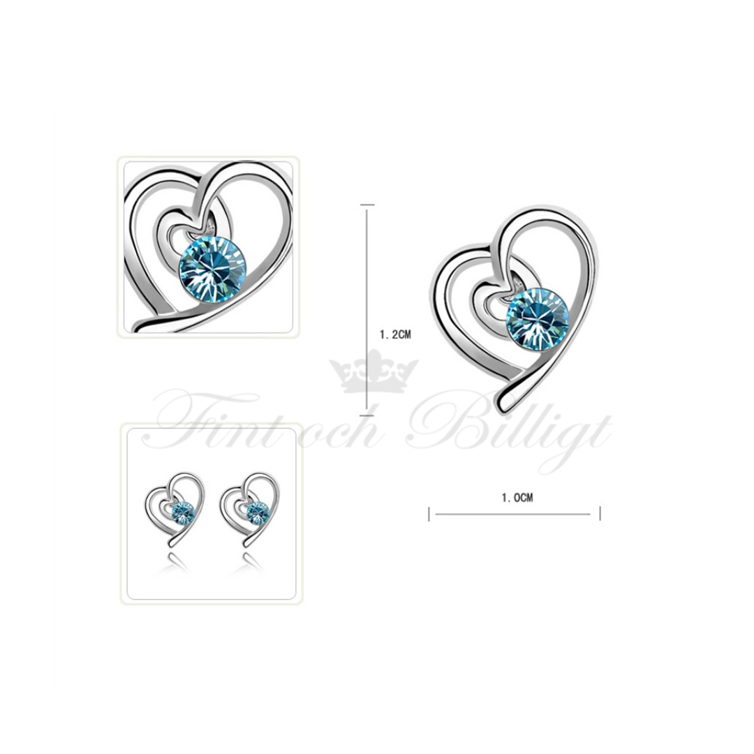 Heart In Mind - Swarovski Elements Mode Halsband, Örhängen & Armband (Set) BLÅ - 4