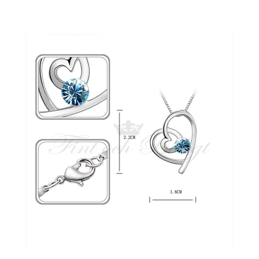 Heart In Mind - Swarovski Elements Mode Halsband, Örhängen & Armband (Set) BLÅ - 3