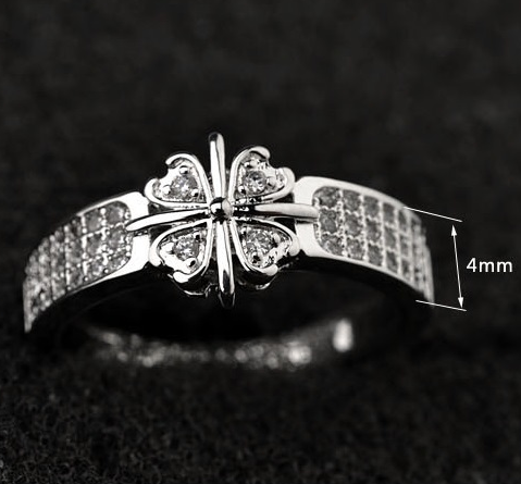 Elegant 18k Vitguldpläterad Ring med Swarovski - 2