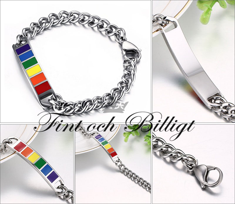 Armbånd Rainbow - 316L Stål Regnbueplade 10mm*13mm*210mm - 2