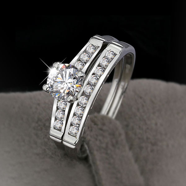 Heaven - Heavenly 925s sølvring (sæt) med rundskårne cubic zirconia - 2