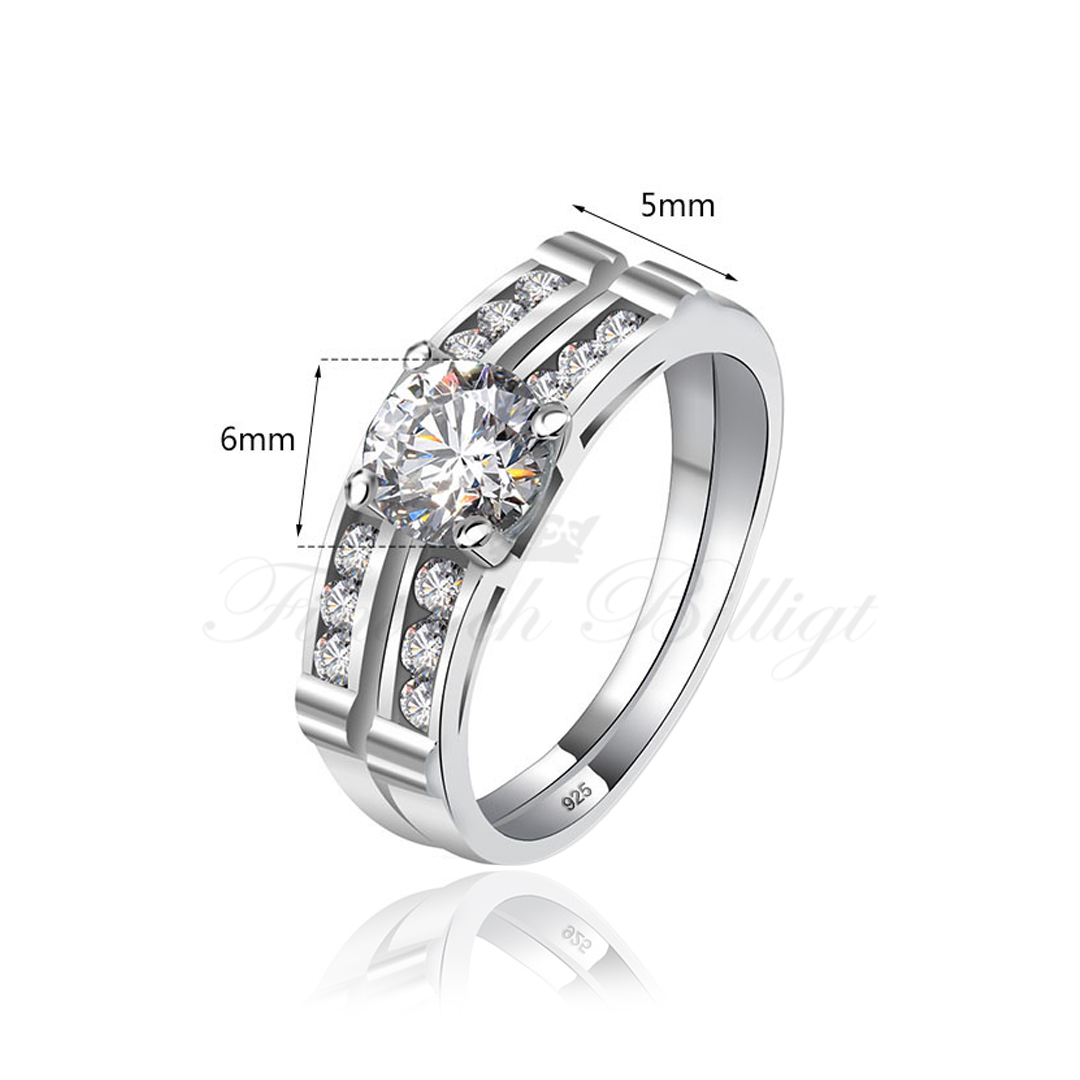 Heaven - Heavenly 925s sølvring (sæt) med rundskårne cubic zirconia - 6