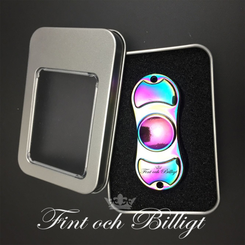 "RAINBOW DOUBLE SPINNER EXCLUSIVE" FIDGET SPINNER ANODISERET ALUMINIUM GRAVERBAR INKL. GAVEÆSKE - 3
