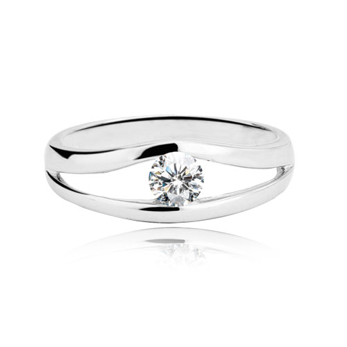Twilight - 925s Silver Ring Solitaire Design med AAA 0,25CT Cubic Zirconia - 2