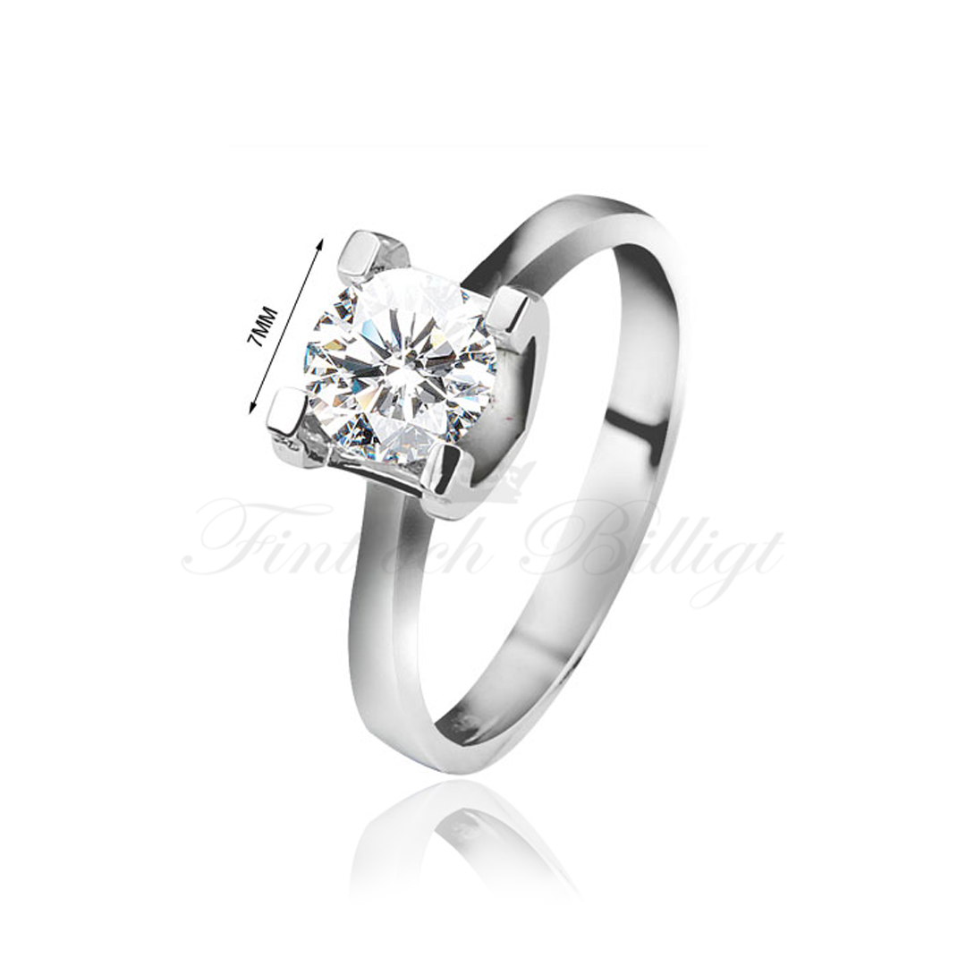 Silverring Solid Star - 925s 1.25CT CZ Sten Solitärring - 5