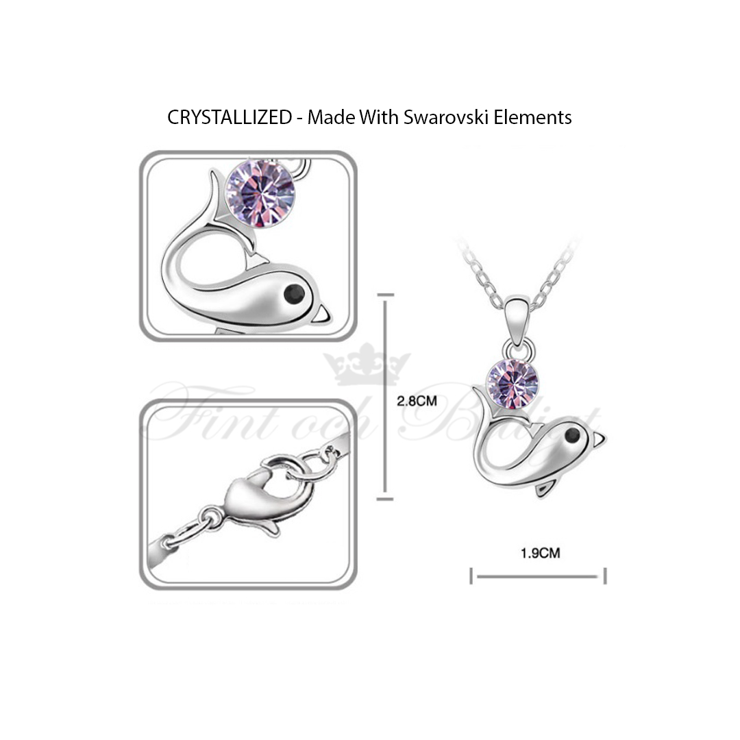 Delfin Saga - Swarovski Necklace, Earrings & Bracelet (Set) Violet - 2