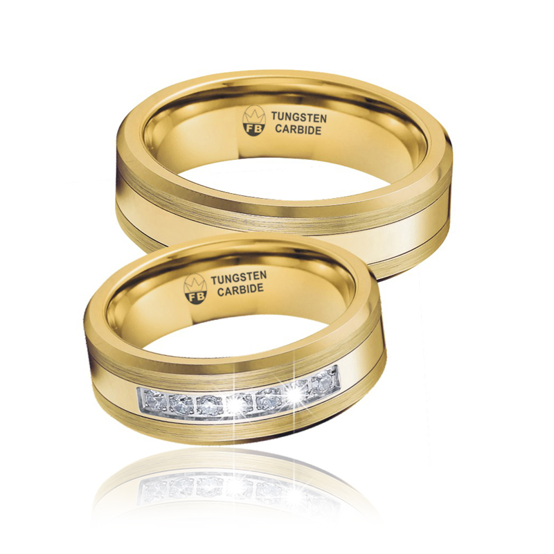 Ring - Tungsten Titaninlägg 7st. Stenar Mix - FB2000 Gold - 4