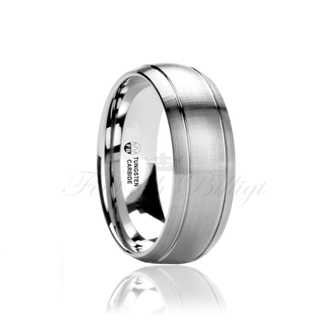 Softline - Tungstensring Matt Rundad 2 Linjer 4mm 6mm 8mm - 2