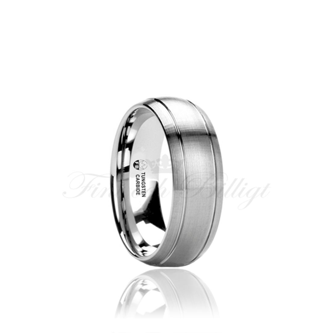 Softline - Tungstensring Matt Rundad 2 Linjer 4mm 6mm 8mm - 3