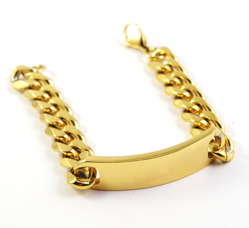Elegant ID-armband i guld för herr och dam 15mm bredd 