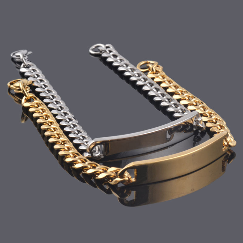 Pansar Tag - ID-Armband 316L Rostfritt Stål 18k Guldfylld/Silver 15mm - 5
