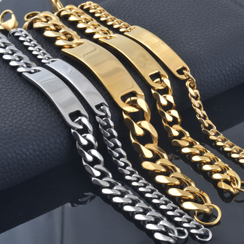 Pansar Tag - ID-Armband 316L Rostfritt Stål 18k Guldfylld/Silver 15mm - 7