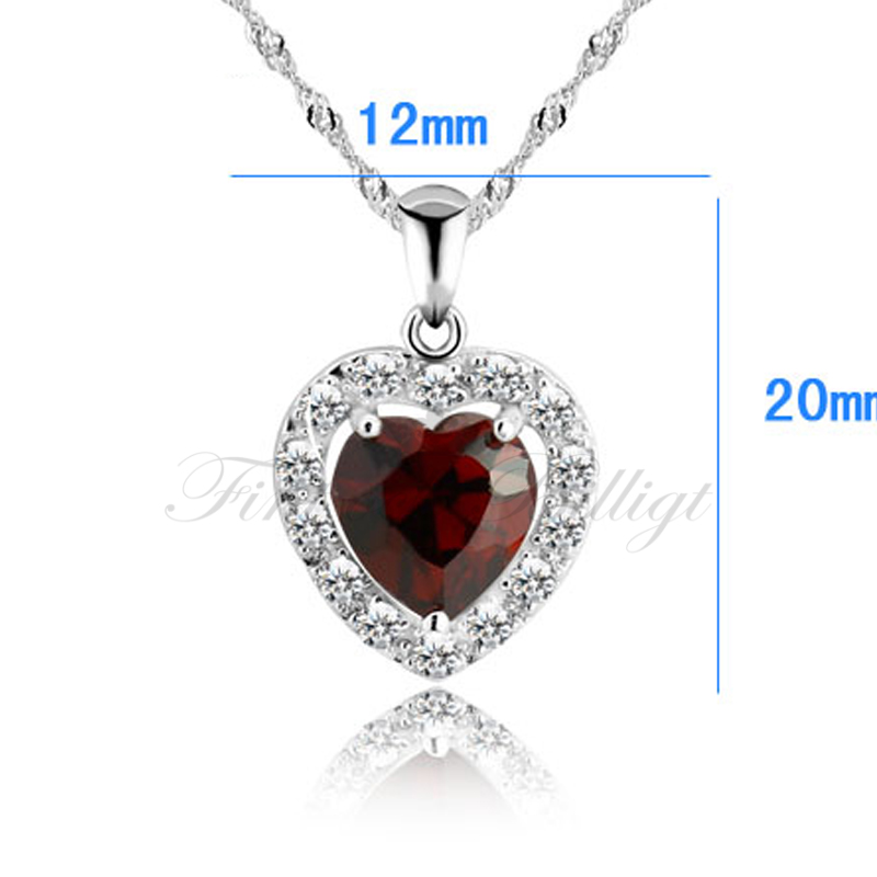 Silverhalsband Kärlekshjärta - 925s Röd Heart Cut CZ Diamant - 4