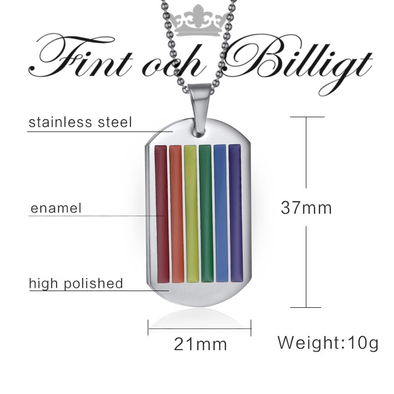 DogTag Halskæde - ID Tag Pride - Rainbow Tag  - 5