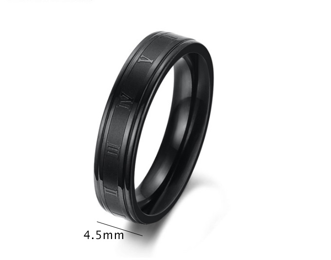 "ROMAN NUMBERS BLACK" TITANIUM RING I SORT MED ROMERISKE TAL - 3