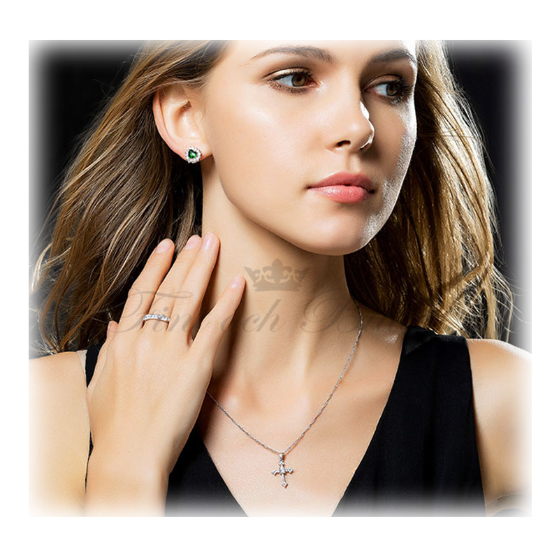 "LATIN KORS" VACKERT 925S SILVERHALSBAND MED ROUND CUT CUBIC ZIRCONIA - 3