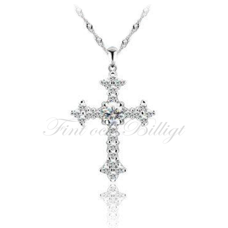 "LATIN KORS" VACKERT 925S SILVERHALSBAND MED ROUND CUT CUBIC ZIRCONIA - 2
